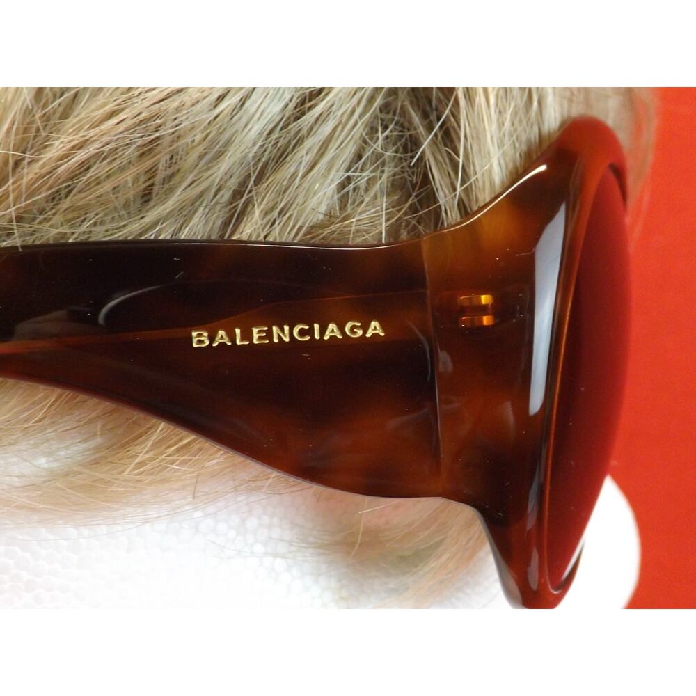 NWT BALENCIAGA BA2013 53N HAVANA PLASTIC FRAME OVERSIZED SUNGLASSES $495 ITALY - Picture 4 of 12
